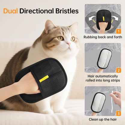 1 Pcs Pet Hair Removal Gloves Brush, Reusable Cat Dog Electrostatic Hair Remover Grooming Glove Tool
