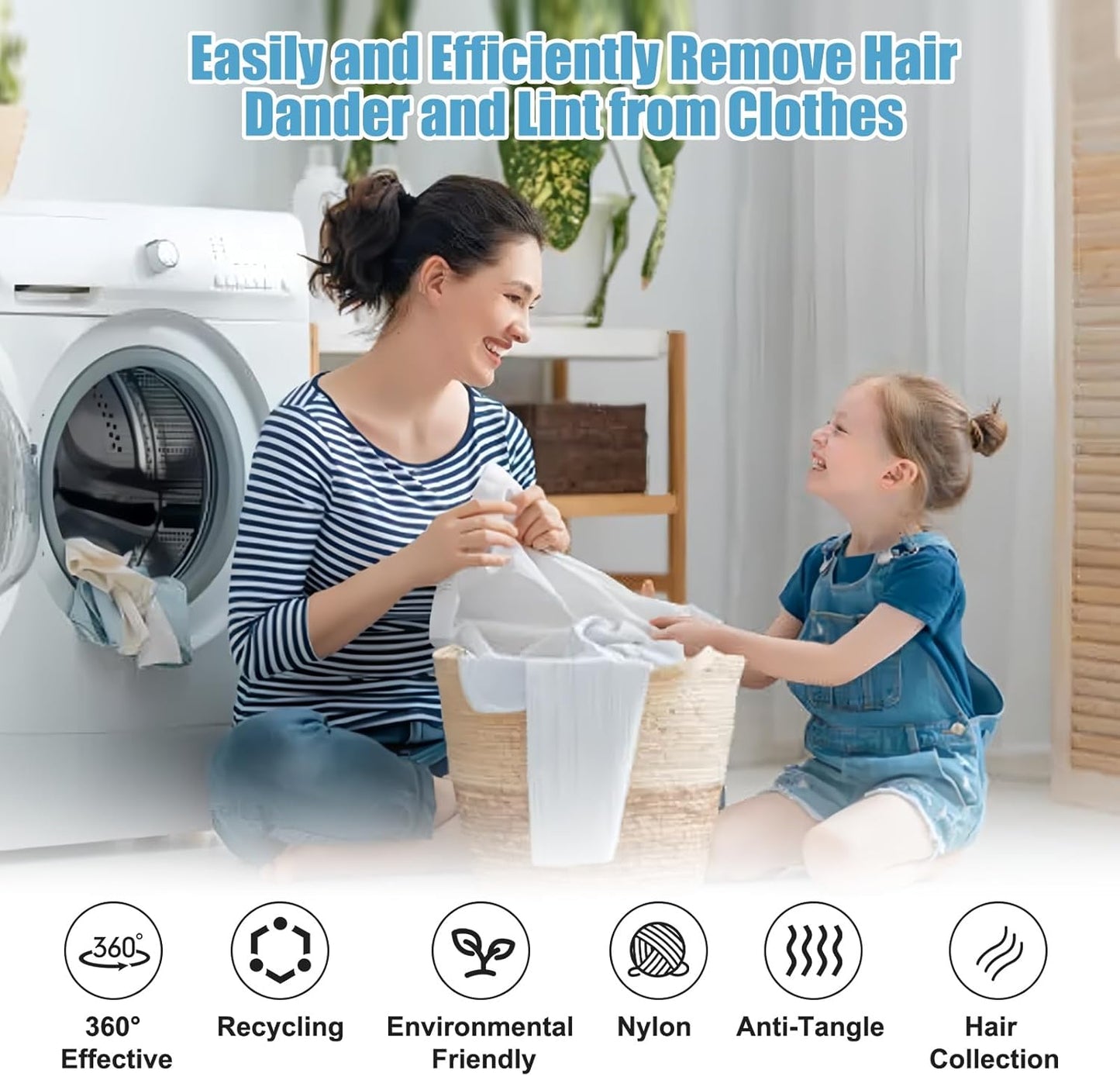 12 PCS Pet Hair Remover for Laundry, Reusable Dog & Cat Hair Remover for Laundry, Laundry Pet Hair Catcher for Clothes, Bedding, Won’T Damage Fabrics